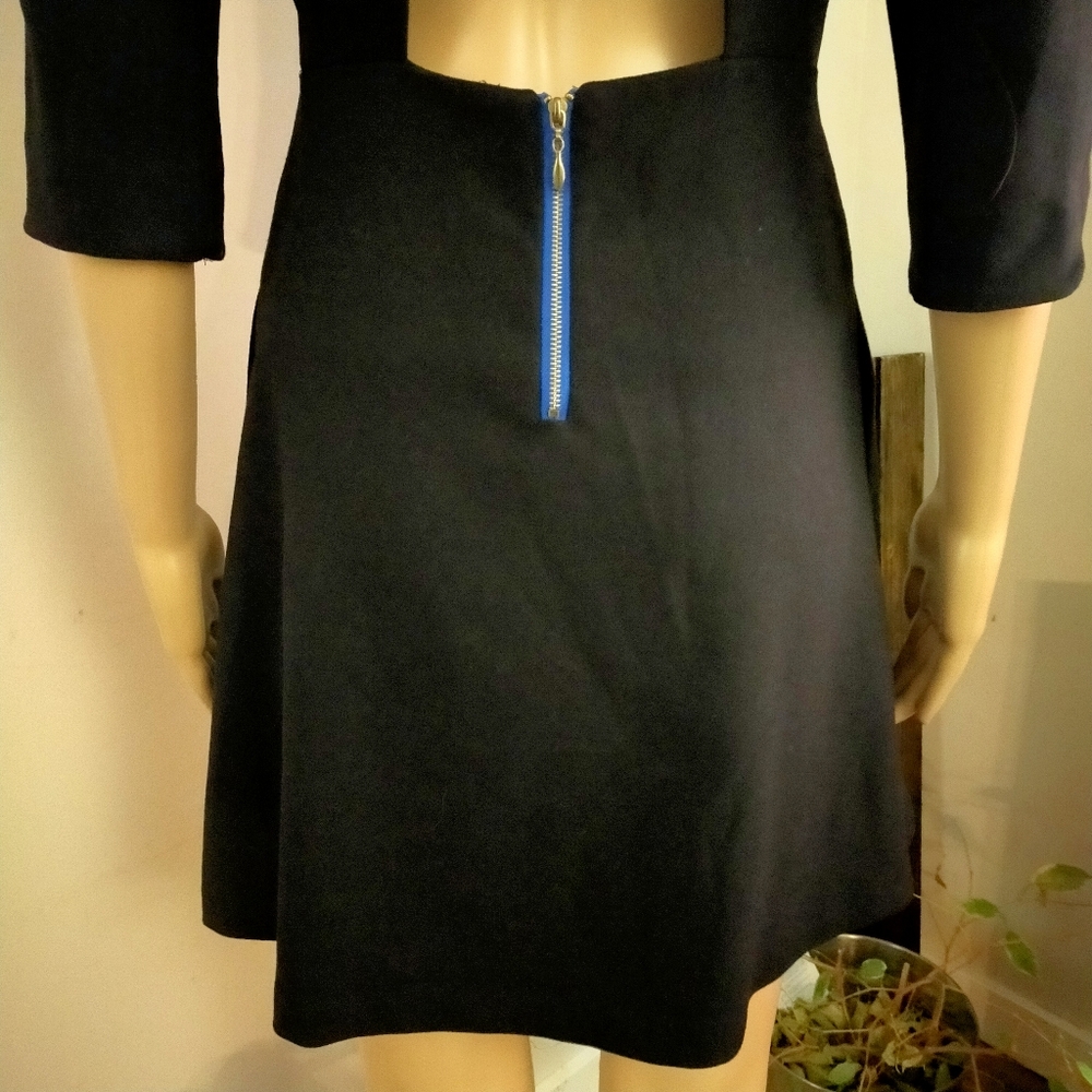 Zara Trf Collection Black Fit and Flare Mini Dress Back Cut Out - Picture 7 of 13